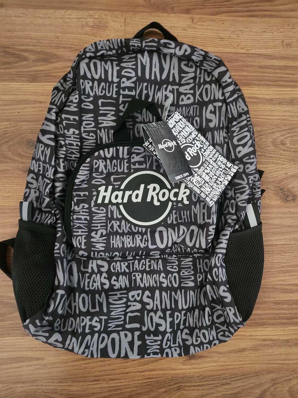 Hard Rock Cafe Black & Gray Graphic Men's Backpack